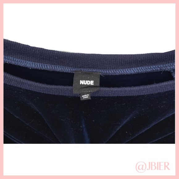 NUDE Velvet Long Sleeve Top in Blue - Picture 7 of 7